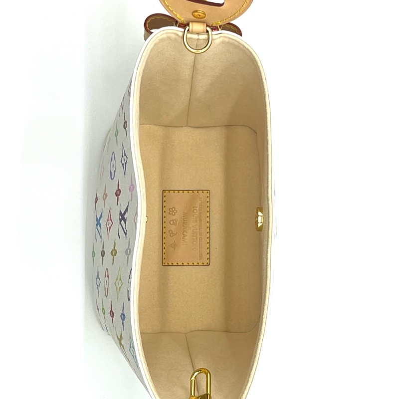 LOUIS VUITTON x Takashi Murakami村上隆聯名款 ALL IN BB 字母徽標白三彩塗帆布包，-6