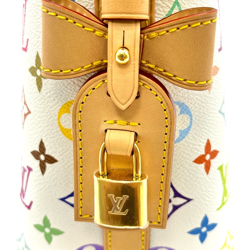 LOUIS VUITTON x Takashi Murakami村上隆聯名款 ALL IN BB 字母徽標白三彩塗帆布包，-7