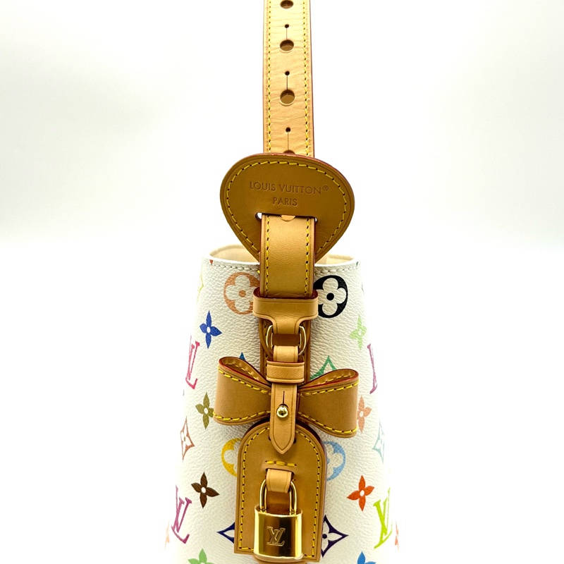 LOUIS VUITTON x Takashi Murakami村上隆聯名款 ALL IN BB 字母徽標白三彩塗帆布包，-8