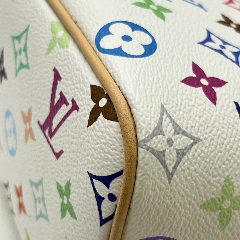 LOUIS VUITTON x Takashi Murakami村上隆聯名款 ALL IN BB 字母徽標白三彩塗帆布包，-9