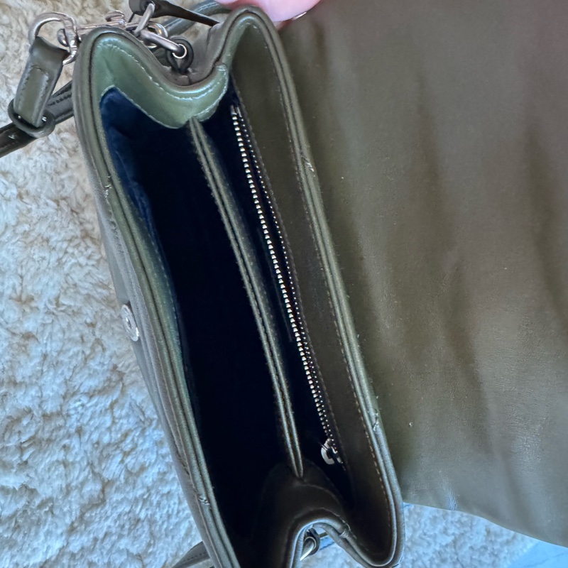 YSL Lou mini 經典山形紋斜背包 墨綠色-17
