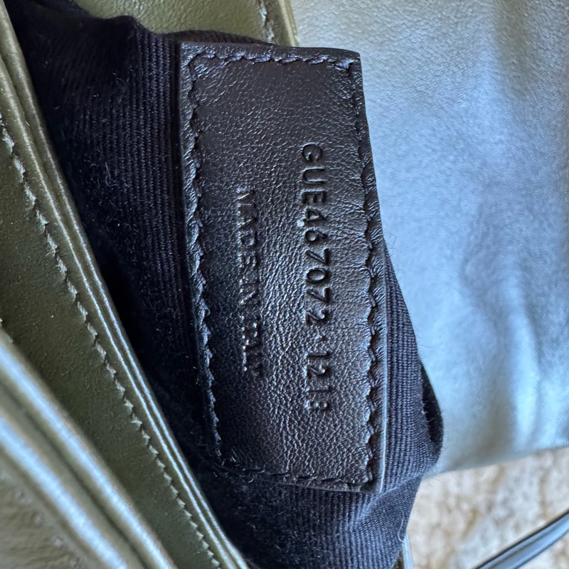 YSL Lou mini 經典山形紋斜背包 墨綠色-20