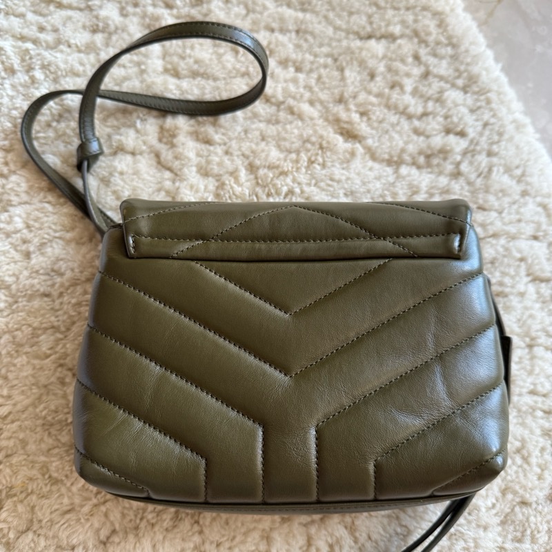 YSL Lou mini 經典山形紋斜背包 墨綠色-21
