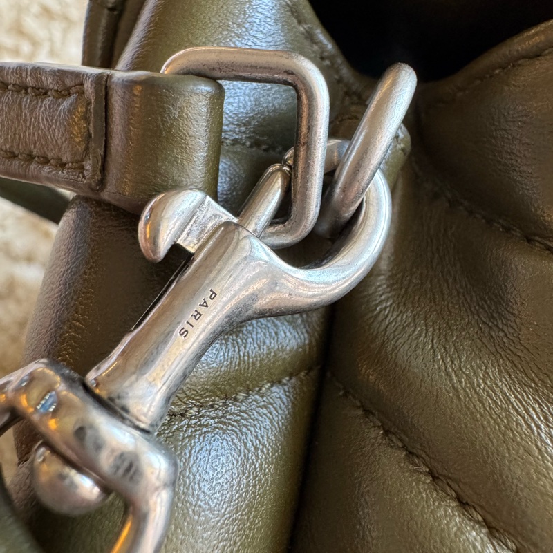 YSL Lou mini 經典山形紋斜背包 墨綠色-29