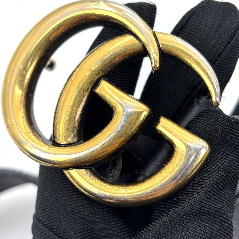 GUCCI古馳皮帶 雙G平滑扣 牛皮 男女同款情侶款 黑色 尺碼80碼-8