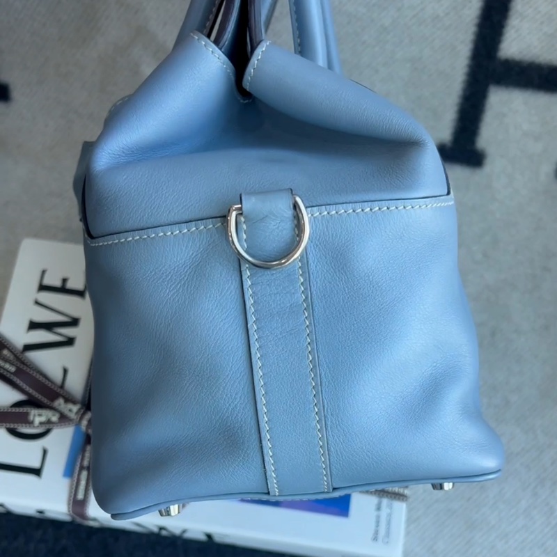 Hermes愛馬仕 Toolbox 20牛奶盒子 亞麻藍銀扣 swift皮 框Q刻 肩帶 鎖具-2