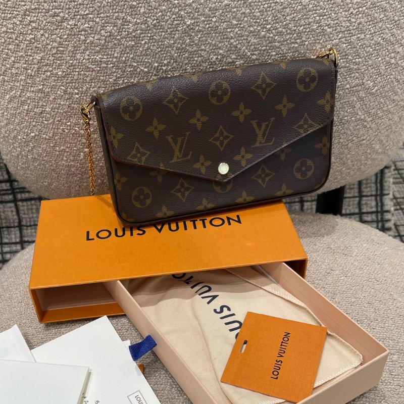 🈶購鉦⭐全套配件❤️LV路易威登POCHETTE FÉLICIE 三合一鏈條包肩背包-0