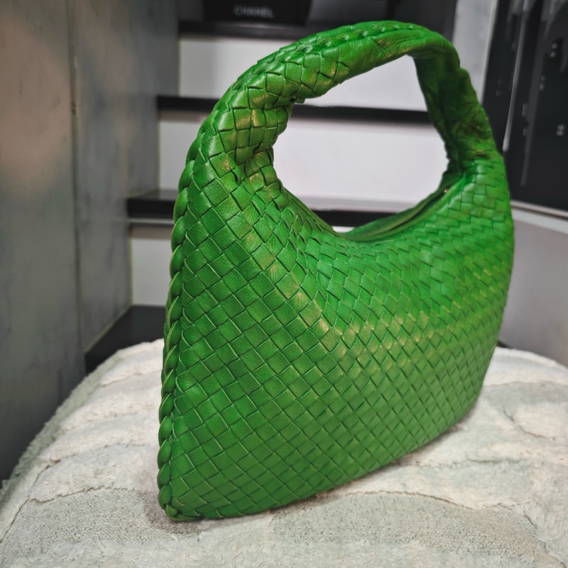 近新閒置 Bv 綠色編織hobo 月牙包-15