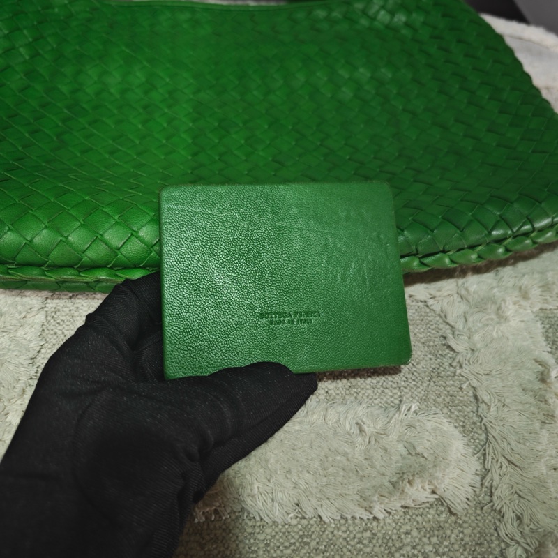 近新閒置 Bv 綠色編織hobo 月牙包-19