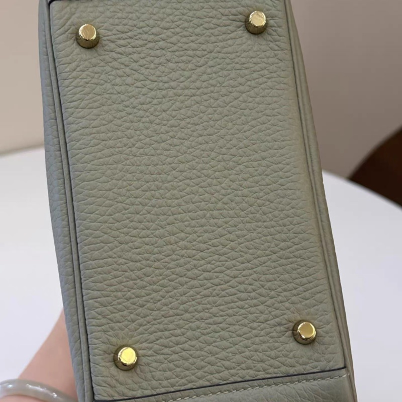 【99新】愛馬仕Hermes minilindy鼠尾草綠金扣 b刻 輕微使用感 配件：塵袋-4