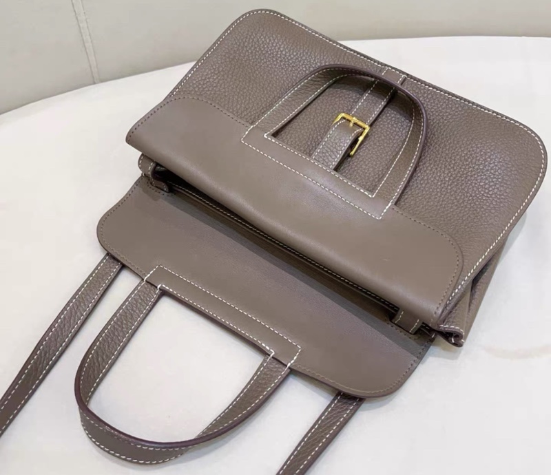 99新 Hermes爱马仕 halzan25 大象灰 哈喇子 b刻 金扣-7