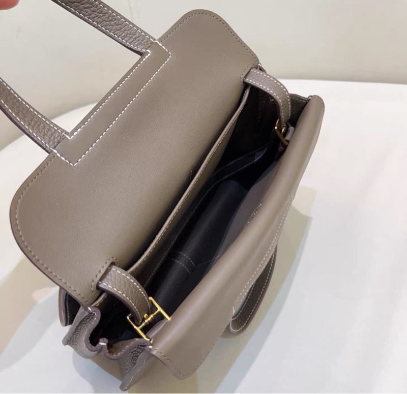 99新 Hermes爱马仕 halzan25 大象灰 哈喇子 b刻 金扣-8