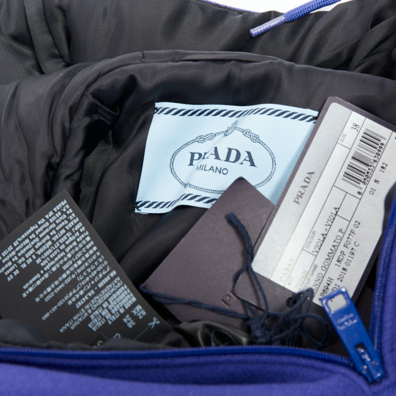 PRADA 2018 Runway blue virgin wool lacqured hem popover hoodie IT38 XSS-7