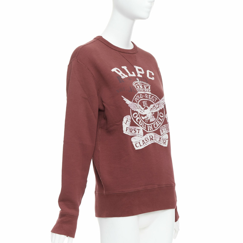 POLO RALPH LAUREN burgundy varsity cotton fleece sweatshirt XS-2