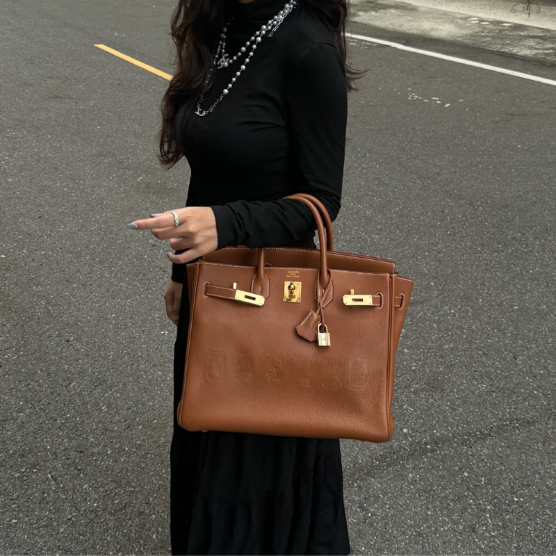 （極新！金棕金釦） Hermes Birkin HAC 32 金棕金 鉑金包-3