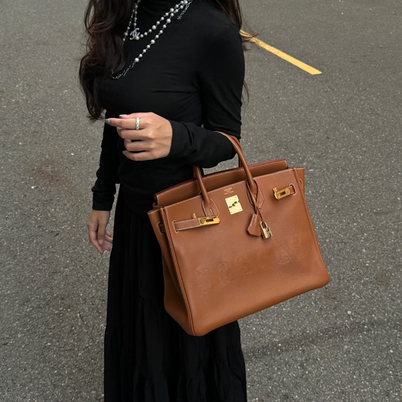 （極新！金棕金釦） Hermes Birkin HAC 32 金棕金 鉑金包-4