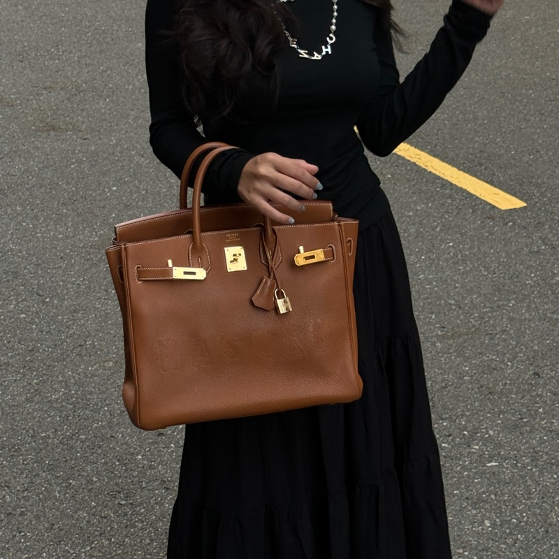 （極新！金棕金釦） Hermes Birkin HAC 32 金棕金 鉑金包-7