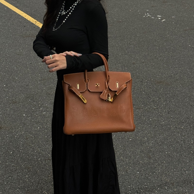 （極新！金棕金釦） Hermes Birkin HAC 32 金棕金 鉑金包-9
