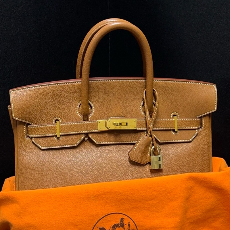 （極新！金棕金釦） Hermes Birkin HAC 32 金棕金 鉑金包-11