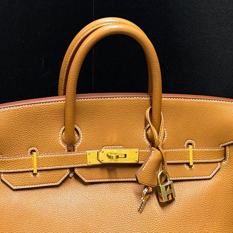 （極新！金棕金釦） Hermes Birkin HAC 32 金棕金 鉑金包-21