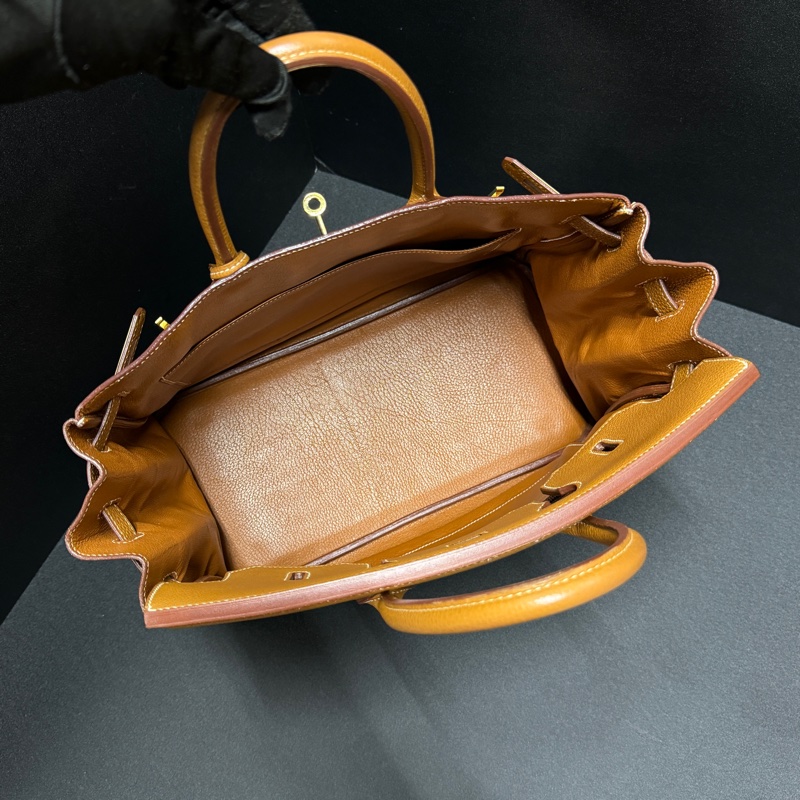 （極新！金棕金釦） Hermes Birkin HAC 32 金棕金 鉑金包-22