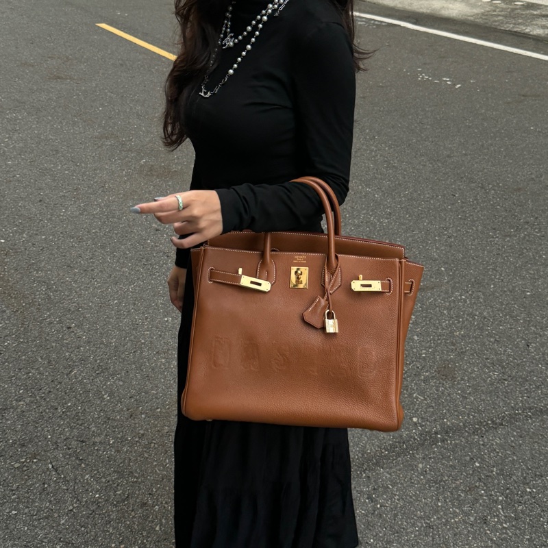 （極新！金棕金釦） Hermes Birkin HAC 32 金棕金 鉑金包-35