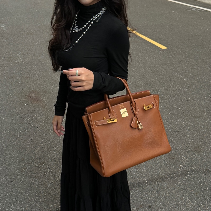 （極新！金棕金釦） Hermes Birkin HAC 32 金棕金 鉑金包-36