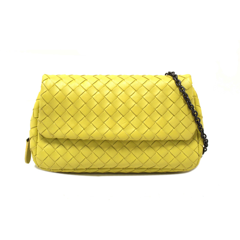 Bottega Veneta Yellow Nappa Intrecciato Leather Small Messenger Bag-0