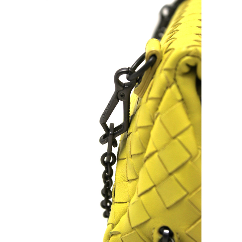 Bottega Veneta Yellow Nappa Intrecciato Leather Small Messenger Bag-8