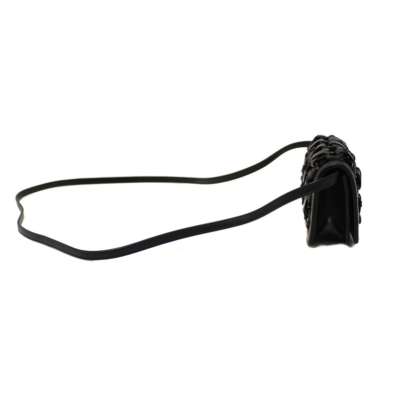 Chanel Interlaced Chain Strap Braided Black Lambskin Leather and Resin Mini Clutch-4