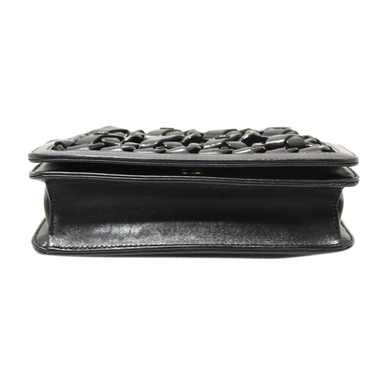 Chanel Interlaced Chain Strap Braided Black Lambskin Leather and Resin Mini Clutch-5