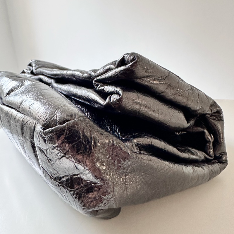 Balenciaga Monaco Medium 肩背包 黑銀 微皺-8