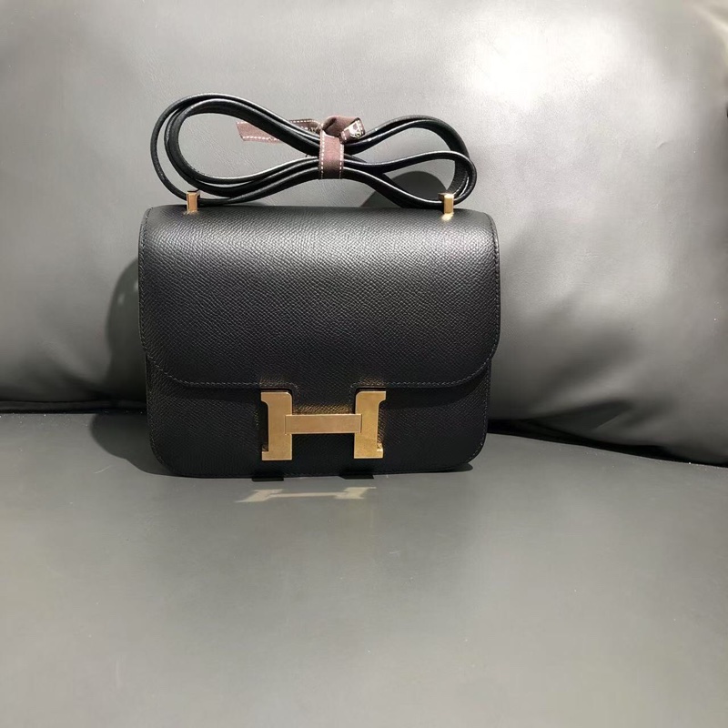 Hermes愛馬仕Constance19康康黑金Epsom皮y刻-0