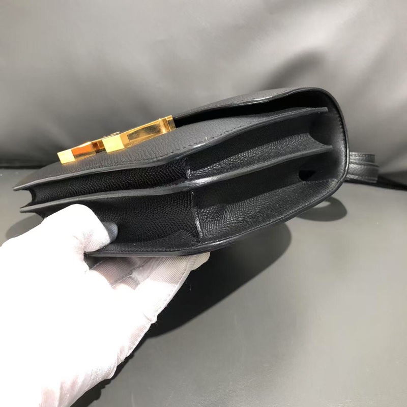 Hermes愛馬仕Constance19康康黑金Epsom皮y刻-3