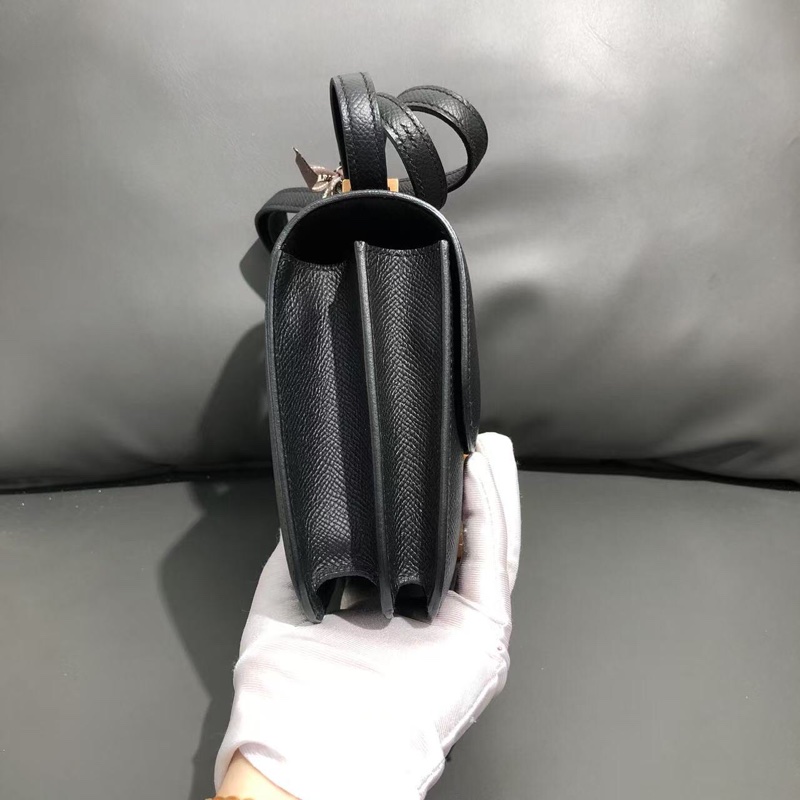 Hermes愛馬仕Constance19康康黑金Epsom皮y刻-5