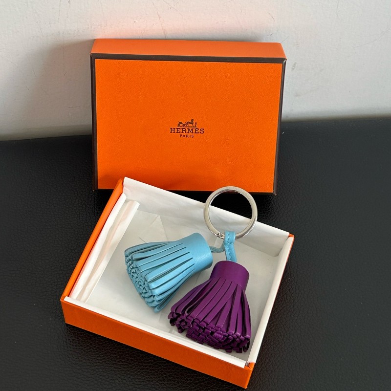 Hermes愛馬仕藍紫流蘇鑰匙扣 🈶盒子-0