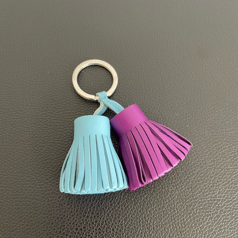 Hermes愛馬仕藍紫流蘇鑰匙扣 🈶盒子-3