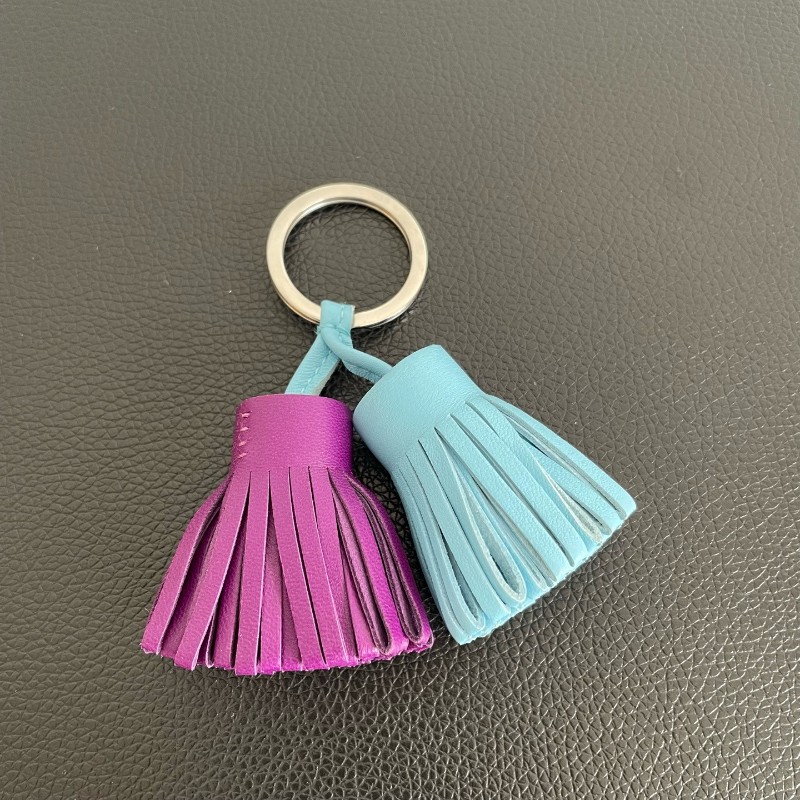 Hermes愛馬仕藍紫流蘇鑰匙扣 🈶盒子-4