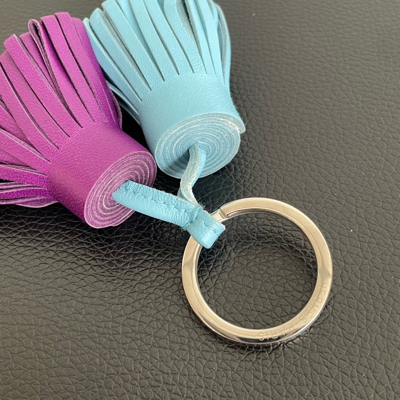 Hermes愛馬仕藍紫流蘇鑰匙扣 🈶盒子-5