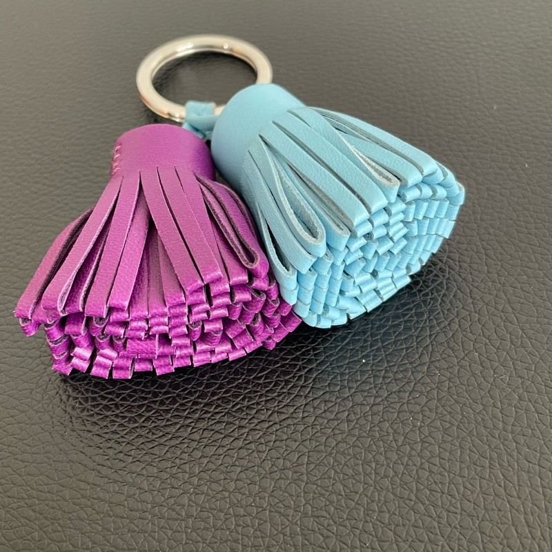 Hermes愛馬仕藍紫流蘇鑰匙扣 🈶盒子-7