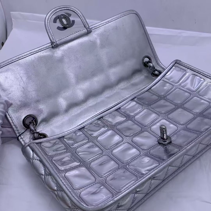 二手chanel香奈兒冰格cf鏈條包，鐳射11開。Second CHANEL Ice Cube ChainShoulder Shoulder Bag  ookura Chain Bag-3