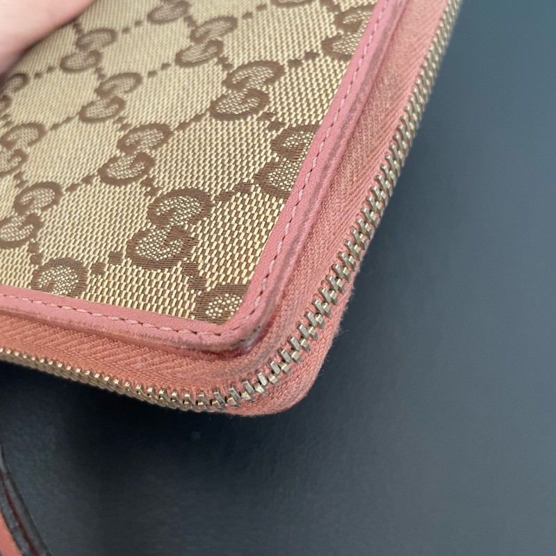 Gucci老花帆布拼粉長夾  長款錢包銀包🈶發票 盒子-4