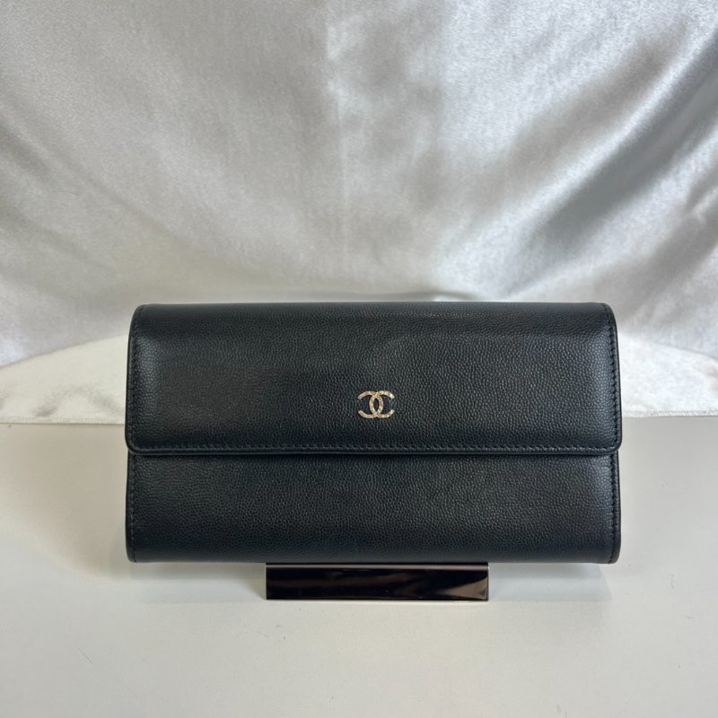 CHANEL 16開 黑Sevruga信封長夾-0