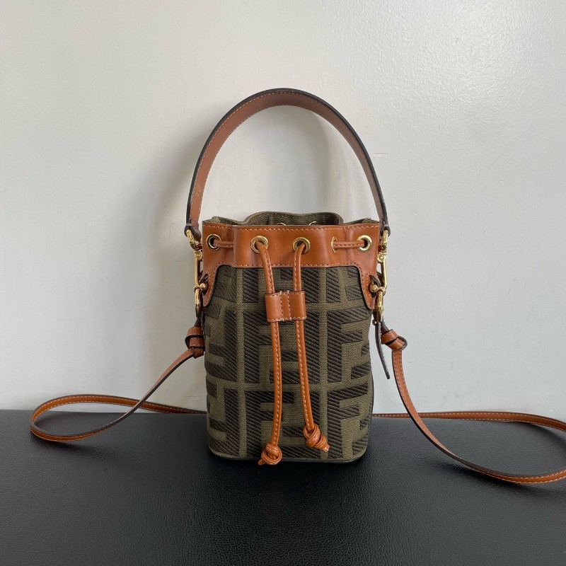 Fendi 芬迪 Mon Tresor老花刺繡小水桶迷你mini斜背包肩背包-0