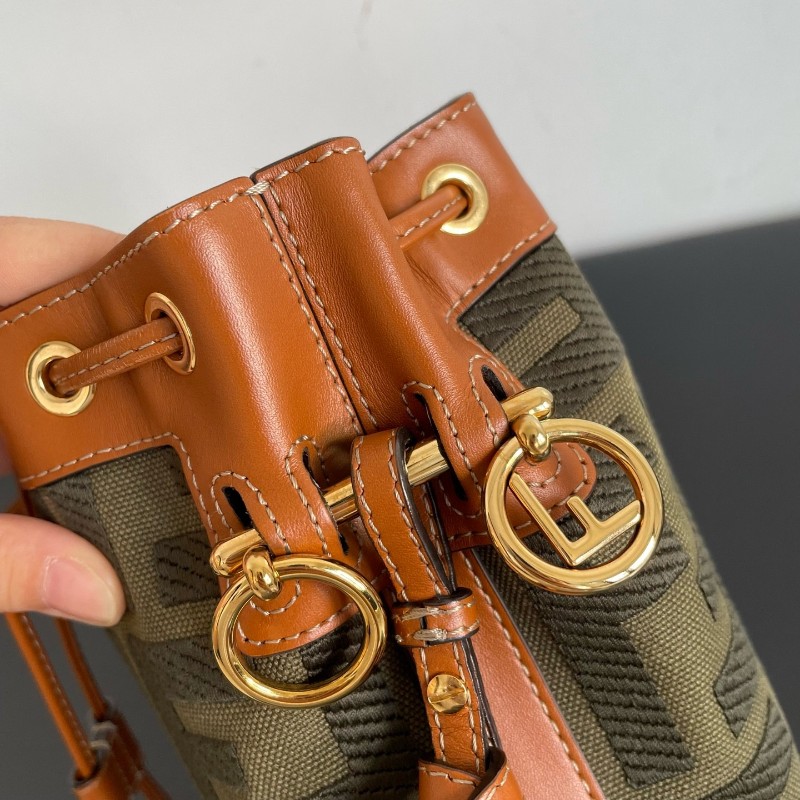 Fendi 芬迪 Mon Tresor老花刺繡小水桶迷你mini斜背包肩背包-13