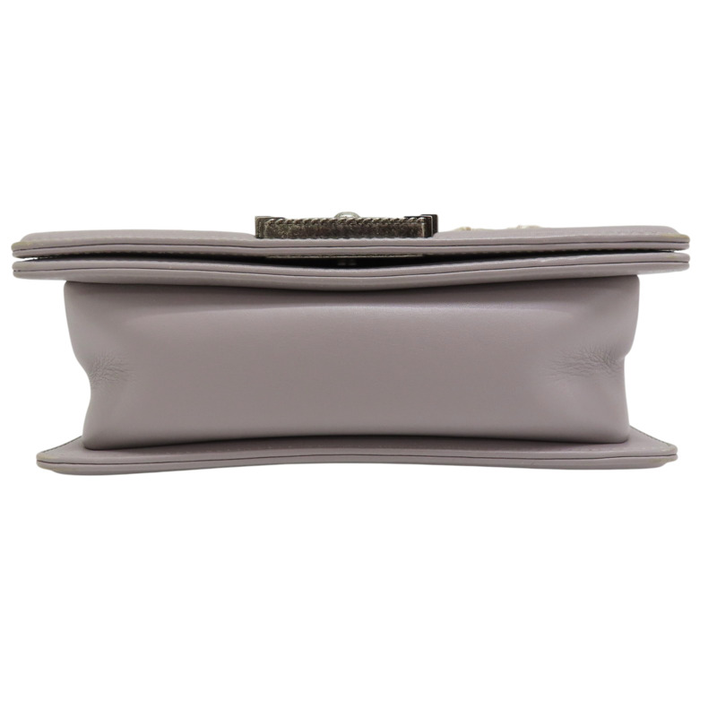 灰色 牛皮 毛呢 Boy20 鍊帶 肩背包 銀扣-3