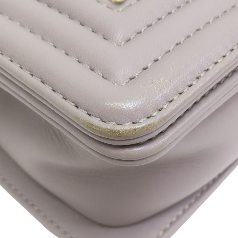 灰色 牛皮 毛呢 Boy20 鍊帶 肩背包 銀扣-9