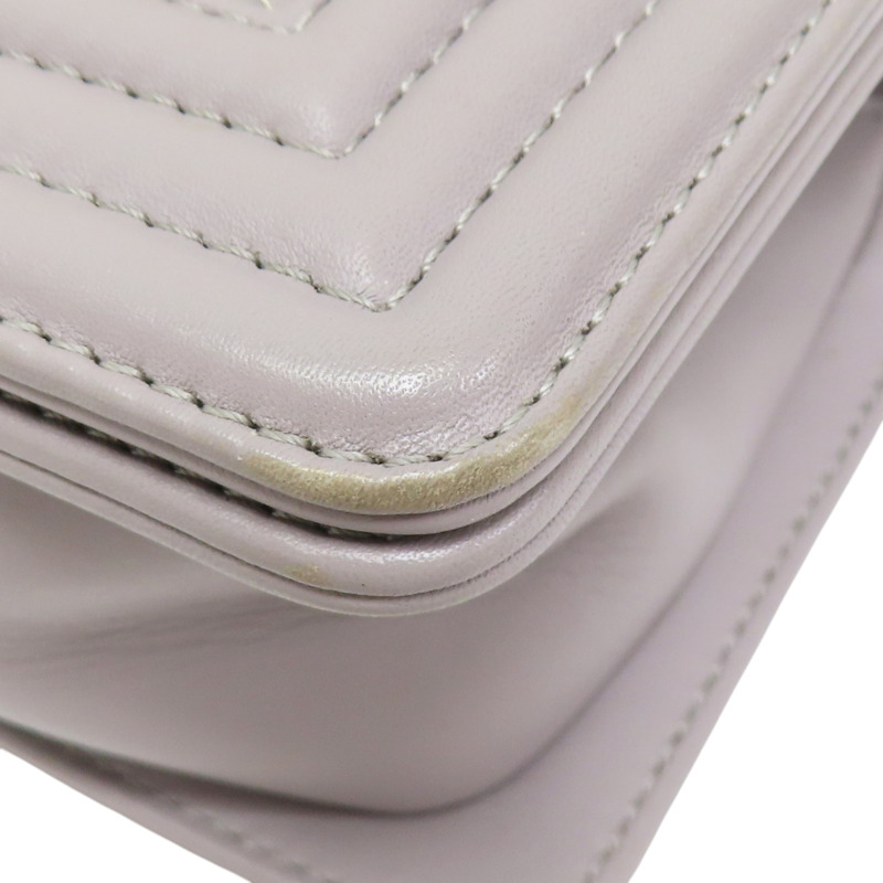 灰色 牛皮 毛呢 Boy20 鍊帶 肩背包 銀扣-10