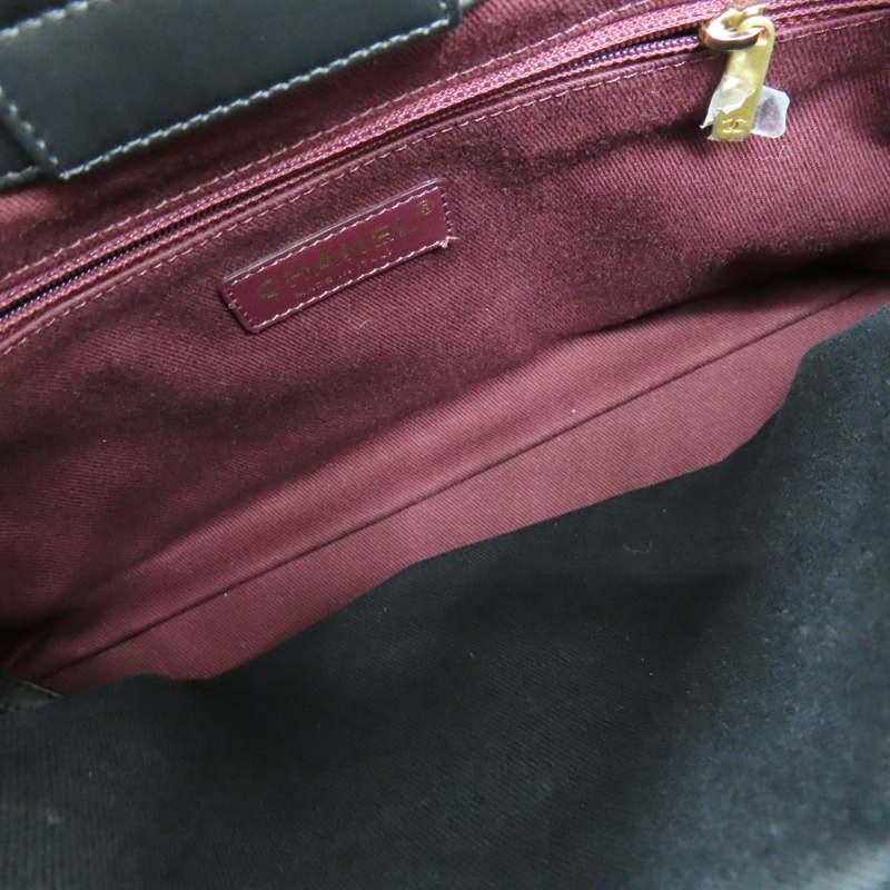 黑色 山形紋 牛皮 两用包 金扣【CHANEL 香奈兒】-4