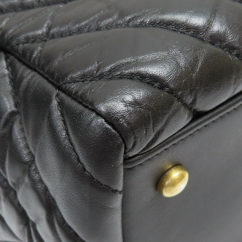 黑色 山形紋 牛皮 两用包 金扣【CHANEL 香奈兒】-13